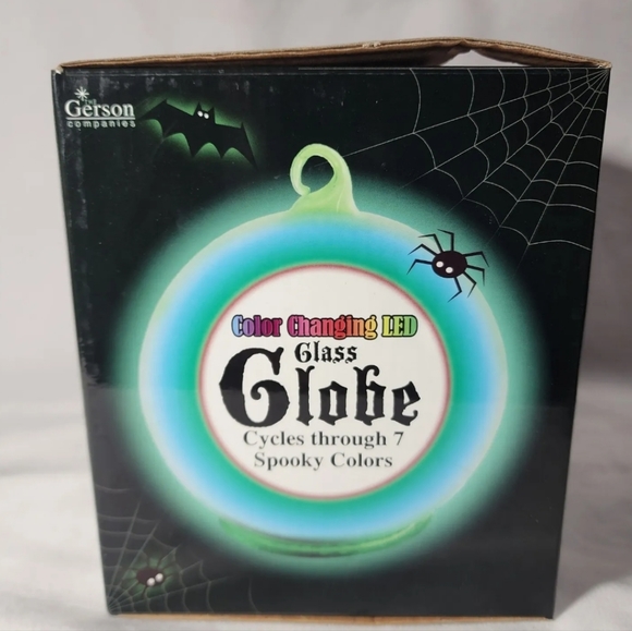 Gerson SPOOKY HALLOWEEN LED Glass Globe 7 Changing Colors GHOST HOUSE EUC W Box - Picture 3 of 11